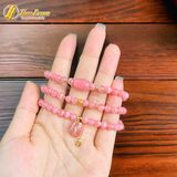  Chuỗi Vòng Tay Đá Đào Hoa Cuốn Nhiều Vòng mix Lu thống bầu treo túi tiền tài lộc may mắn 