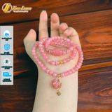  Chuỗi Vòng Tay Đá Đào Hoa Cuốn Nhiều Vòng mix Lu thống bầu treo túi tiền tài lộc may mắn 