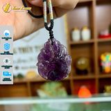 Dây Chuyền Mặt Hồ Ly Chúa Chín Đuôi Đá Thạch Anh Tím Hợp Mệnh Hỏa Thổ Trợ Duyên May Mắn 