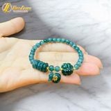  Vòng tay hạt lam ngọc 6 li mix ngũ điếu - cỏ 4 lá charm vàng treo túi tiền lam ngọc hợp mệnh chiêu tài hút lộc may mắn 