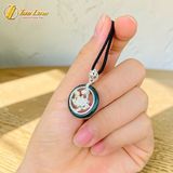  Dây chuyền mặt hoa sen bạc viền lam ngọc tự nhiên hợp mệnh may mắn bình an 