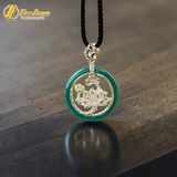  Dây chuyền mặt hoa sen bạc viền lam ngọc tự nhiên hợp mệnh may mắn bình an 