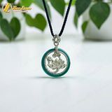  Dây chuyền mặt hoa sen bạc viền lam ngọc tự nhiên hợp mệnh may mắn bình an 