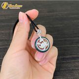  Dây chuyền mặt hoa sen bạc viền lam ngọc tự nhiên hợp mệnh may mắn bình an 