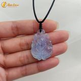  Dây chuyền mặt hồ ly chúa cuộn đuôi dưới đá aquamarine hợp mệnh thủy mộc trợ tình duyên may mắn 