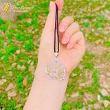  Mặt dây hồ ly chúa 9 đuôi lệch đùi đá mã não liên hoa hợp mệnh kim thổ bọc viền bạc S925 