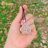  Mặt dây hồ ly chúa 9 đuôi lệch đùi đá mã não liên hoa hợp mệnh kim thổ bọc viền bạc S925 