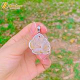  Mặt dây hồ ly chúa 9 đuôi lệch đùi đá mã não liên hoa hợp mệnh kim thổ bọc viền bạc S925 