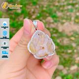  Mặt dây hồ ly chúa 9 đuôi lệch đùi đá mã não liên hoa hợp mệnh kim thổ bọc viền bạc S925 