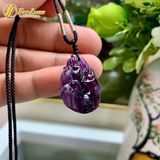  Dây Chuyền Mặt Hồ Ly Chúa Chín Đuôi Đá Thạch Anh Tím Hợp Mệnh Hỏa Thổ Trợ Duyên May Mắn 