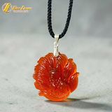  Dây chuyền mặt hồ ly chúa chín đuôi lệch đùi đá mã não đỏ hợp mệnh thổ hỏa hỗ trợ tình duyên may mắn 