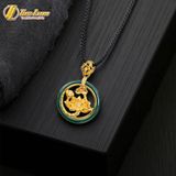  Dây chuyền mặt hoa sen bạc mạ vàng 10k viền lam ngọc tự nhiên hợp mệnh may mắn bình an 