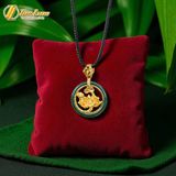  Dây chuyền mặt hoa sen bạc mạ vàng 10k viền lam ngọc tự nhiên hợp mệnh may mắn bình an 