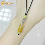  Dây chuyền mặt lu thống đá thạch anh tóc vàng chạm họa tiết chiêu tài lộc hợp mệnh kim thổ 