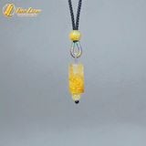  Dây chuyền mặt lu thống đá thạch anh tóc vàng chạm họa tiết chiêu tài lộc hợp mệnh kim thổ 