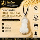  Dây chuyền phật quan âm bồ tát bạch ngọc bọc bạc S925 hợp mệnh mang lại bình an, may mắn 