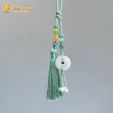  Dây Treo Túi Xách Phong Thủy Đồng Điếu Bạch Ngọc May Mắn - Tài lộc - Hưng Thịnh 