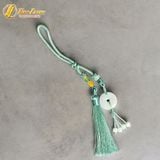  Dây Treo Túi Xách Phong Thủy Đồng Điếu Bạch Ngọc May Mắn - Tài lộc - Hưng Thịnh 