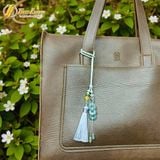  Dây Treo Túi Xách Xanh Mint Đồng Điếu Lam Ngọc Tam tài May Mắn Tài lộc Hưng Thịnh 