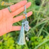  Dây Treo Túi Xách Xanh Mint Đồng Điếu Lam Ngọc Tam tài May Mắn Tài lộc Hưng Thịnh 