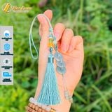  Dây Treo Túi Xách Xanh Mint Đồng Điếu Lam Ngọc Tam tài May Mắn Tài lộc Hưng Thịnh 