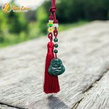  Dây treo túi xách màu đỏ đô mix mặt phật di lặc lam ngọc tài lộc may mắn bình an 