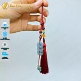  Dây Treo Túi Xách Đỏ Đô Phong Thủy Đồng Điếu Lam Ngọc Tam tài May Mắn - Tài lộc - Hưng Thịnh 