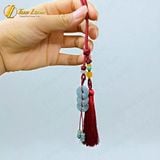  Dây Treo Túi Xách Đỏ Đô Phong Thủy Đồng Điếu Lam Ngọc Tam tài May Mắn - Tài lộc - Hưng Thịnh 