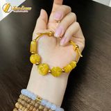  Vòng tay lu thống ngũ điếu túi cỏ 4 lá hồ ly đá mắt hổ vàng đồng tâm hợp mệnh kim thổ 