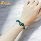  Vòng tay hạt lam ngọc 6 li mix ngũ điếu - cỏ 4 lá charm vàng treo túi tiền lam ngọc hợp mệnh chiêu tài hút lộc may mắn 