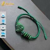  Vòng tay hồ ly chúa mix ngũ điếu ngọc sơn thủy hợp mệnh bện chỉ xanh rêu may mắn 