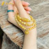  Chuỗi Vòng Tay Đá Thạch Anh Tóc Vàng Cuốn Nhiều Vòng Mix Ngũ Điếu Treo Túi Tiền Tài Lộc May Mắn Bình An 