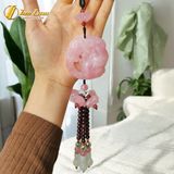  Khánh treo xe ô tô mặt tỳ hưu đá thạch anh hồng hợp mệnh hỏa thổ may mắn bình an 