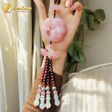  Khánh treo xe ô tô mặt tỳ hưu đá thạch anh hồng hợp mệnh hỏa thổ may mắn bình an 