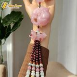  Khánh treo xe ô tô mặt tỳ hưu đá thạch anh hồng hợp mệnh hỏa thổ may mắn bình an 