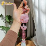  Khánh treo xe ô tô mặt tỳ hưu đá thạch anh hồng hợp mệnh hỏa thổ may mắn bình an 