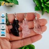  Mặt dây chuyền hồ ly chúa đuôi xòe dài thạch anh tự nhiên trợ duyên hợp mệnh may mắn 