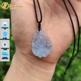  Dây chuyền mặt hồ ly chúa cuộn đuôi dưới đá aquamarine hợp mệnh thủy mộc trợ tình duyên may mắn 