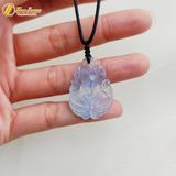  Dây chuyền mặt hồ ly chúa cuộn đuôi dưới đá aquamarine hợp mệnh thủy mộc trợ tình duyên may mắn 