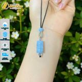  Dây chuyền mặt lu thống đá aquamarine chạm họa tiết chiêu tài lộc hợp mệnh thủy mộc 