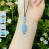  Dây chuyền mặt lu thống đá aquamarine chạm họa tiết chiêu tài lộc hợp mệnh thủy mộc 