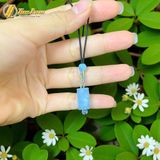  Dây chuyền mặt lu thống đá aquamarine chạm họa tiết chiêu tài lộc hợp mệnh thủy mộc 