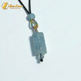  Dây chuyền mặt lu thống đá aquamarine chạm họa tiết chiêu tài lộc hợp mệnh thủy mộc 