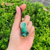  Dây chuyền mặt phật quan âm bồ tát đá ngọc sơn thủy hợp mệnh bọc bạc mạ vàng 10k 