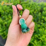  Dây chuyền mặt phật quan âm bồ tát đá ngọc sơn thủy hợp mệnh bọc bạc mạ vàng 10k 