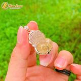  Mặt dây chuyền nam tỳ hưu đá thạch anh tóc vàng hợp mệnh kim thổ bọc viền bạc chiêu tài hút lộc 