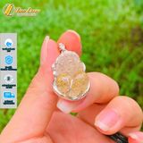  Mặt dây chuyền nam tỳ hưu đá thạch anh tóc vàng hợp mệnh kim thổ bọc viền bạc chiêu tài hút lộc 