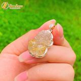  Mặt dây chuyền nam tỳ hưu đá thạch anh tóc vàng hợp mệnh kim thổ bọc viền bạc chiêu tài hút lộc 