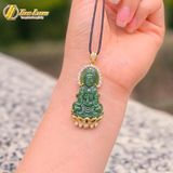  Dây chuyền mặt phật quan âm bồ tát đá ngọc bích bọc bạc mạ vàng 10k bình an may mắn 