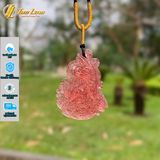  Dây chuyền mặt hồ ly chúa chín đuôi thủng thạch anh dâu tây hồng hợp mệnh hỏa thổ trợ duyên 